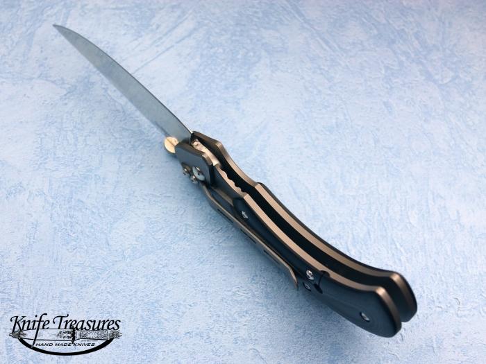 Custom Folding-Bolster, Liner Lock, BG-42 Stainless Steel, Black Micarta Knife made by Tom Anderson