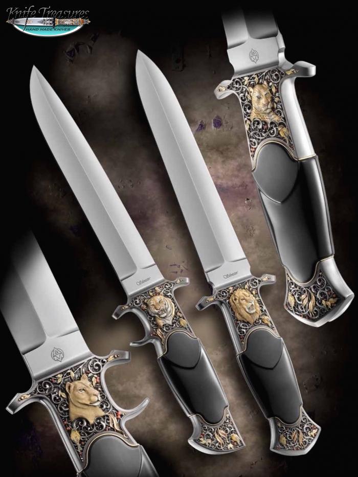Custom Fixed Blade, N/A, RWL-34, Black Buffalo Horn Knife made by Fabrizio Silvestrelli