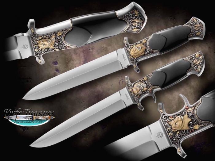 Custom Fixed Blade, N/A, RWL-34, Black Buffalo Horn Knife made by Fabrizio Silvestrelli