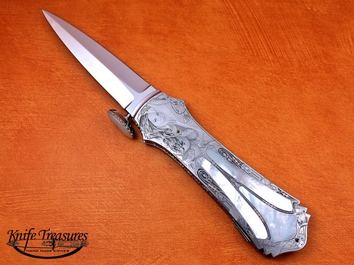 Custom Folding-Inter-Frame, Lock Back, ATS-34 Stainless Steel, Mother Of Pearl Knife made by Salvatore Puddu