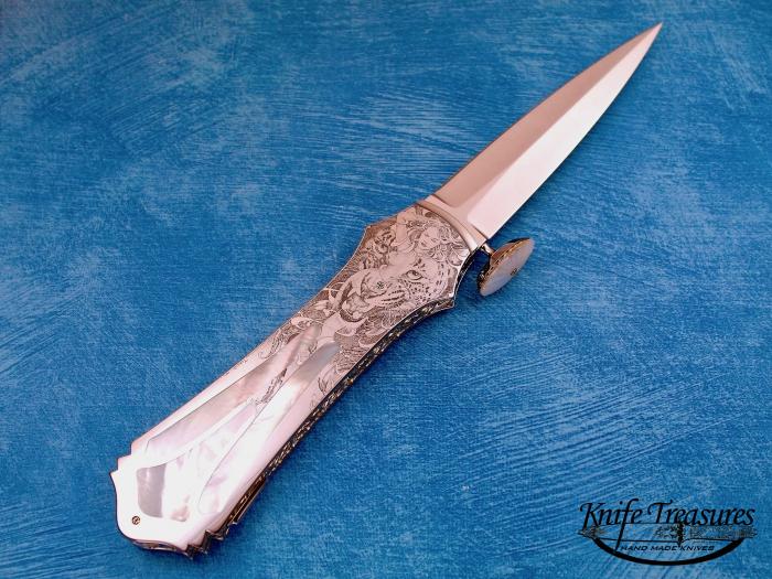 Custom Folding-Inter-Frame, Lock Back, RWL-34 Steel, Mother Of Pearl Knife made by Salvatore Puddu