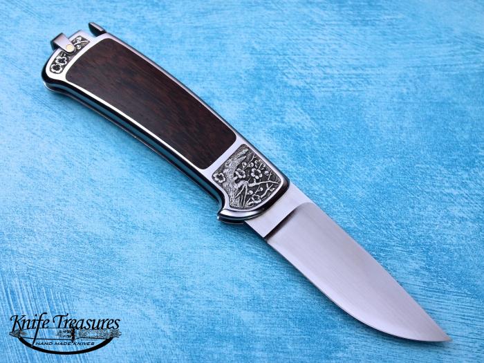 Custom Folding-Inter-Frame, Tail Lock, D-2, Wood Knife made by Ted Dowell