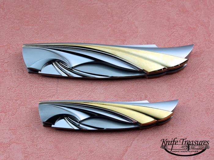 Custom Folding-Inter-Frame, Lock Back, ATS-34 Stainless Steel, Gold Knife made by Wolfgang Loerchner