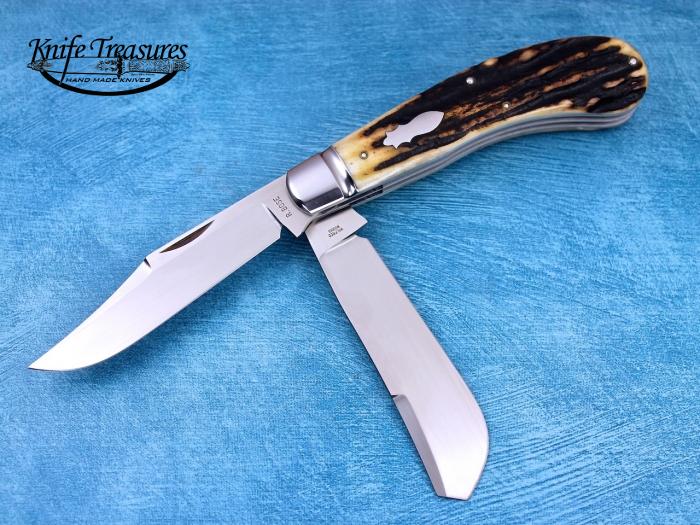 Custom Folding-Bolster, Slip Joint, ATS-34 Stainless Steel, Sambar Stag Knife made by Reese Bose