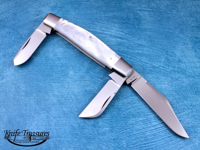 Custom Folding-Bolster, Slip Joint, ATS-34 Stainless Steel, Mother Of Pearl Knife made by Reese Bose
