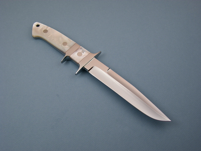 Custom Fixed Blade, N/A, ATS-34 Steel, Mother Of Pearl Knife made by John  Young