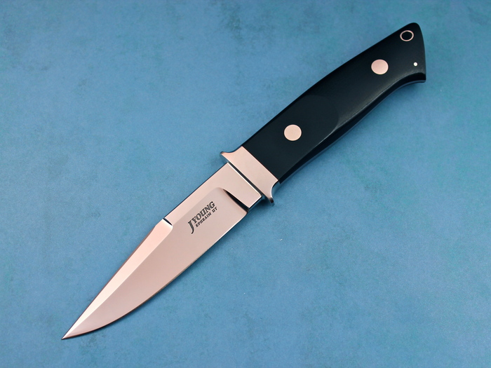 Custom Fixed Blade, N/A, ATS-34 Stainless Steel, Black Micarta Knife made by John  Young