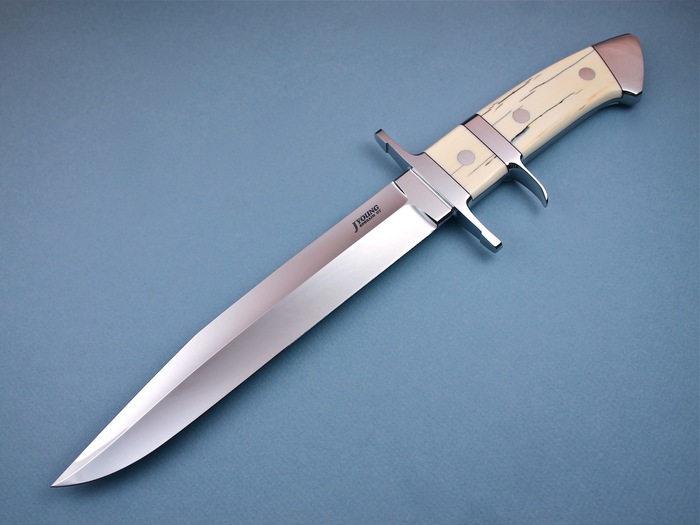 Custom Fixed Blade, N/A, ATS-34 Stainless Steel, Antique Ivory Knife made by John  Young