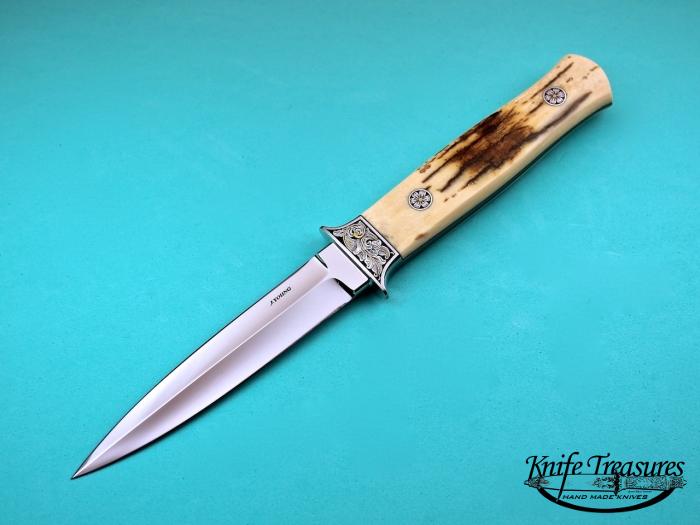 Custom Fixed Blade, N/A, ATS-34 Stainless Steel, Fossilized Mammoth  Knife made by John  Young