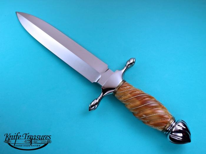 Custom Fixed Blade, N/A, ATS-34 Stainless Steel, Fossilized Walrus Knife made by Herman Schneider