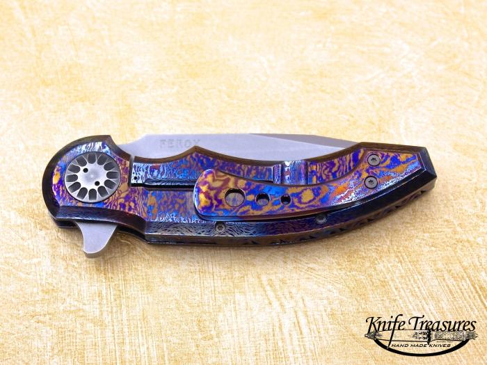 Custom Folding-Bolster, Liner Lock, n690co, Timascus Knife made by  Gudy Van Poppel