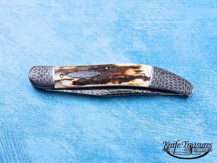 Custom Folding-Bolster, Slip Joint, Bill Burke's , Fossilized Mammoth Knife made by Bill Rupple