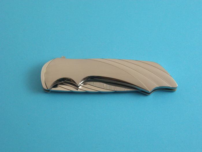 Custom Folding-Bolster, Liner Lock, Damascus Steel, 416 Stainless Steel Knife made by Matthew Lerch