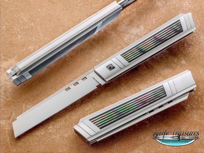 Custom Folding-Inter-Frame, N/A, ATS-34 Stainless Steel, BLP & Carbon Fiber Inlays Knife made by Matthew Lerch