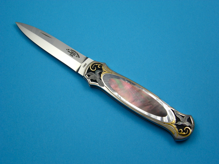 Custom Folding-Inter-Frame, Lock Back, BG-42, Black Lip Pearl-Mother Of Pearl Knife made by Tom Overeynder
