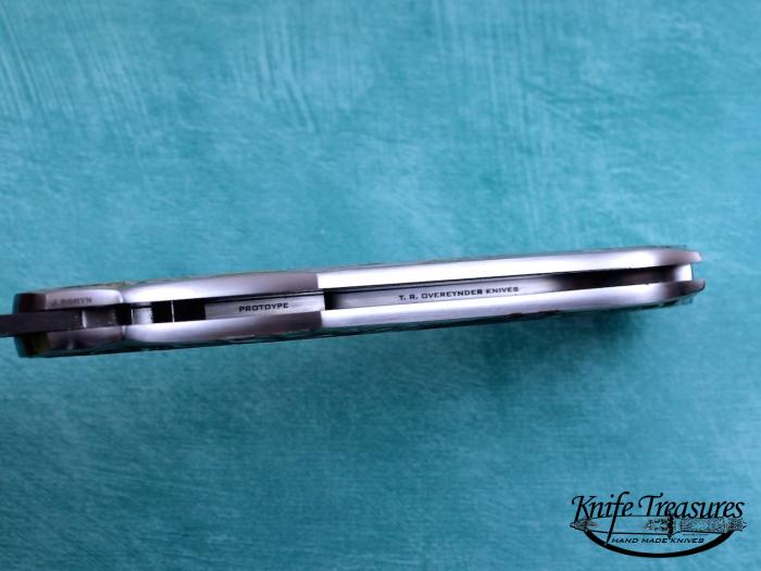 Custom Folding-Inter-Frame, Lock Back, Chad Nichols Damascus Steel, 416 Stainless Steel Knife made by Tom Overeynder