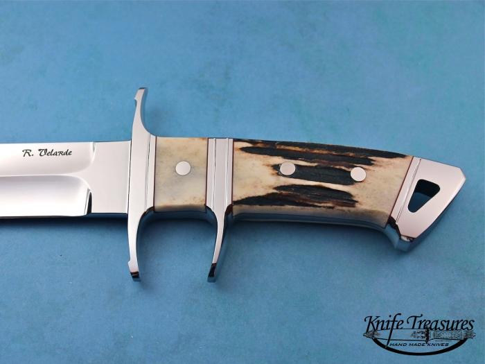 Custom Fixed Blade, N/A, 440-C Stainless Steel, Natural Stag Knife made by Ricardo  Velarde