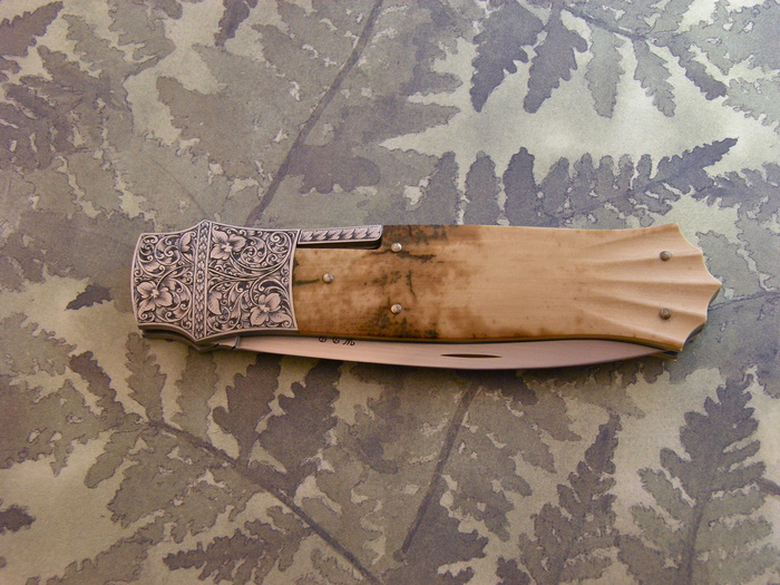 Custom Folding-Bolster, Side Lock, ATS-34 Steel, Fossilized Mammoth Knife made by Bill  Pease