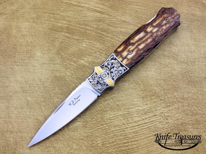 Custom Folding-Bolster, Lock Back, ATS-34 Stainless Steel, Fossilized Mammoth Knife made by Bill  Pease
