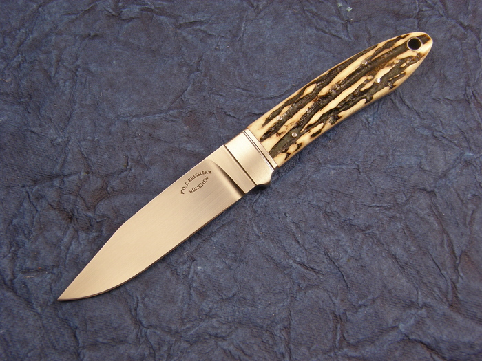 Custom Fixed Blade, N/A, BG-42, Natural Stag Knife made by Dietmar Kressler