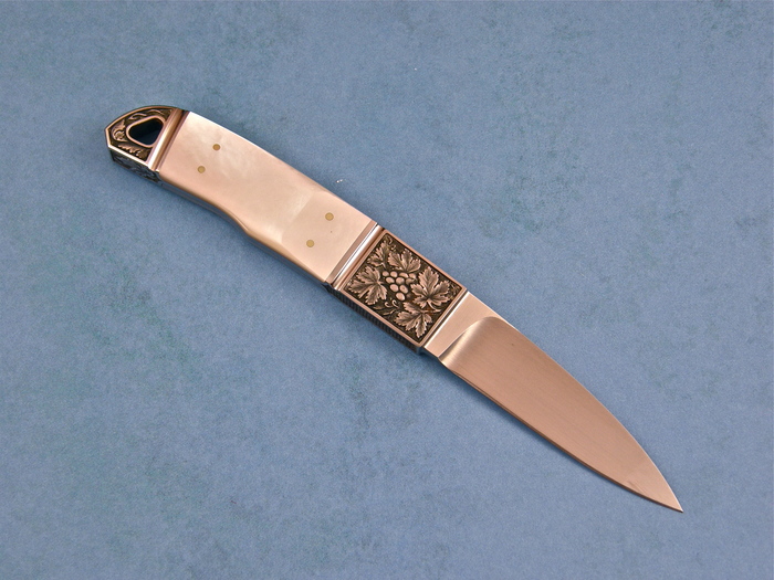 Custom Fixed Blade, N/A, BG-42 Stainless Steel, Mother Of Pearl Knife made by Dietmar Kressler