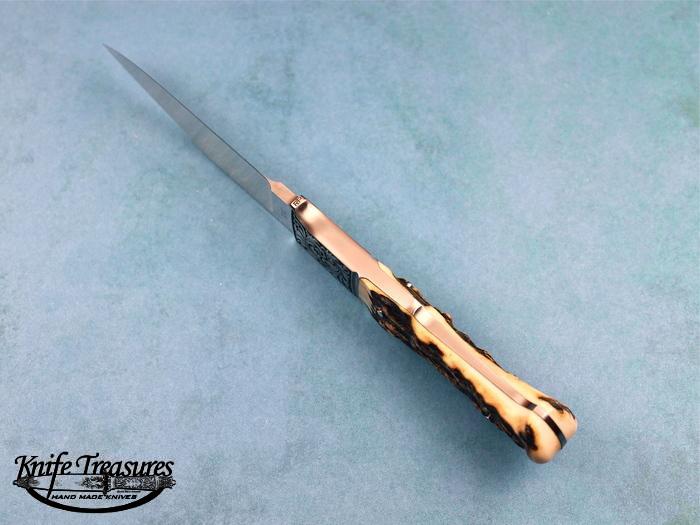Custom Fixed Blade, N/A, RWL-34 Steel, Natural Stag Knife made by Dietmar Kressler