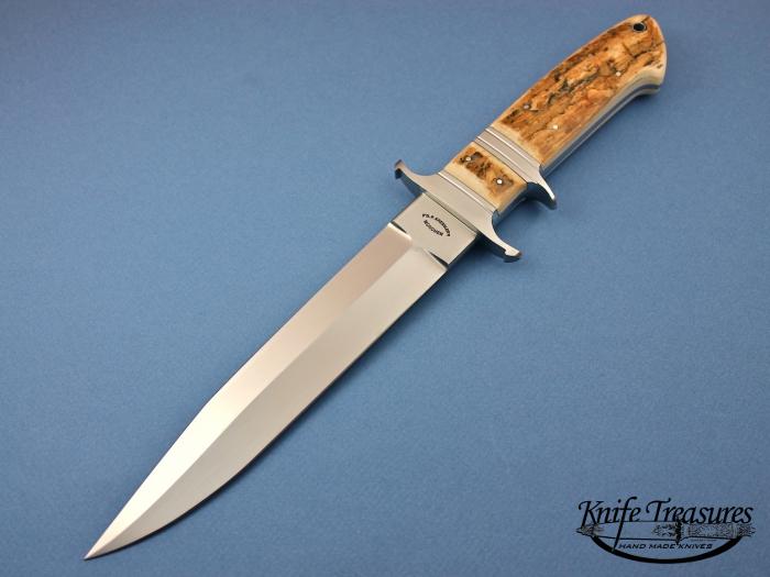 Custom Fixed Blade, N/A, BG-42 Steel, Bark Fossilized Mammoth Knife made by Dietmar Kressler