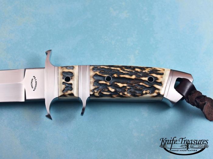 Custom Fixed Blade, N/A, RWL-34 Steel, Natural Stag Knife made by Dietmar Kressler