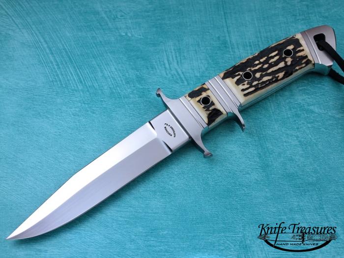 Custom Fixed Blade, N/A, RWL-34, Natural Stag Knife made by Dietmar Kressler