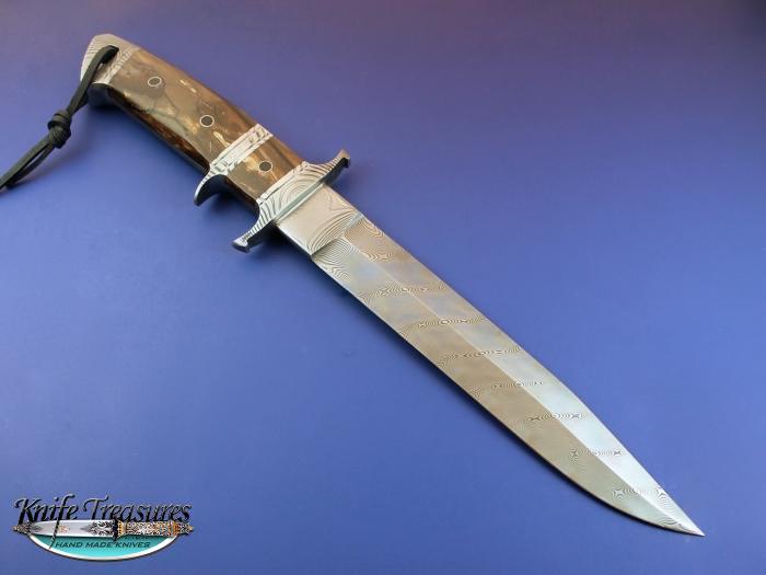 Custom Fixed Blade, N/A, Damascus Steel, Fossilized Mammoth Knife made by Dietmar Kressler