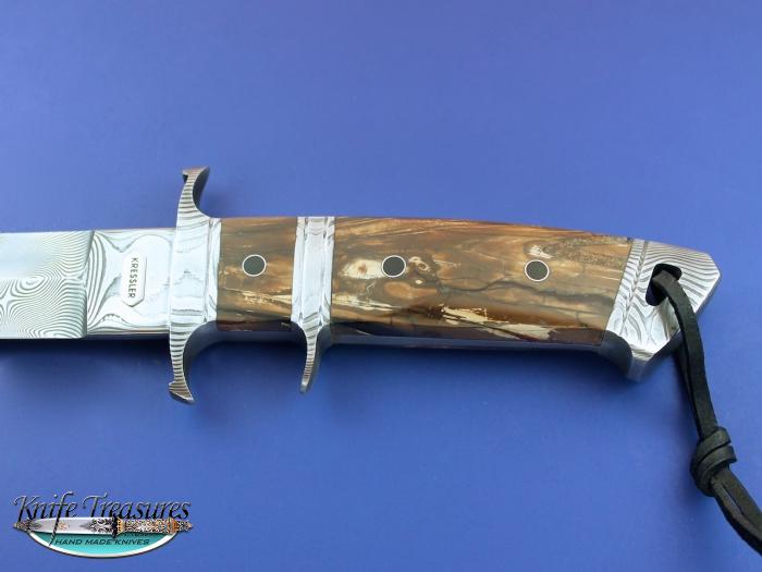 Custom Fixed Blade, N/A, Damascus Steel, Fossilized Mammoth Knife made by Dietmar Kressler