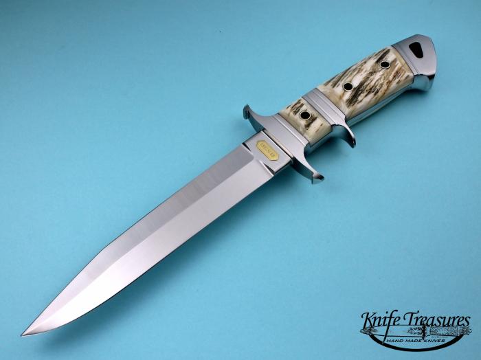 Custom Fixed Blade, N/A, RWL-34 Steel, Fossilized mammoth Knife made by Dietmar Kressler