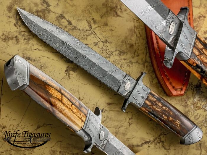 Custom Fixed Blade, N/A, Stainless Damascus, Fossilized Mammoth  Knife made by Dietmar Kressler