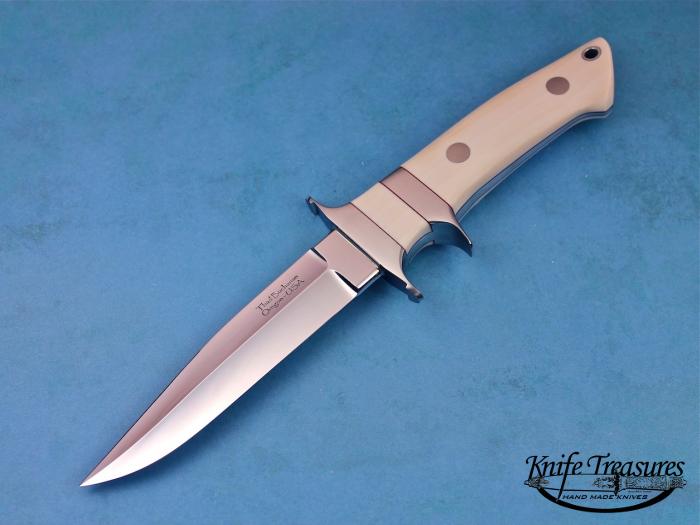 Click to make larger Custom Fixed Blade, N/A, ATS-34 Stainless Steel, Fosilized Mammoth Knife made by Thad Buchanan