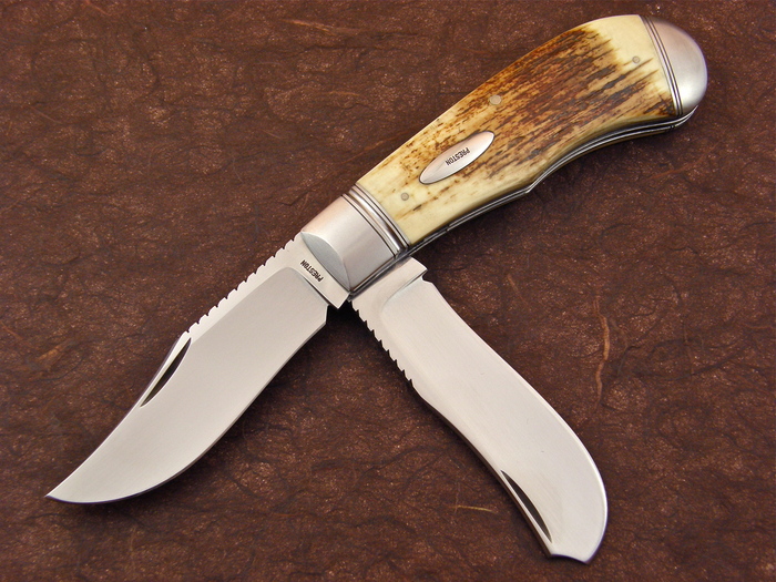 Custom Folding-Bolster, Slip Joint, CPM-154, Fossilized Mammoth Knife made by Rusty  Preston