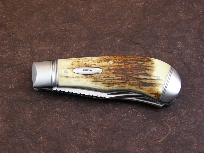 Custom Folding-Bolster, Slip Joint, CPM-154, Fossilized Mammoth Knife made by Rusty  Preston