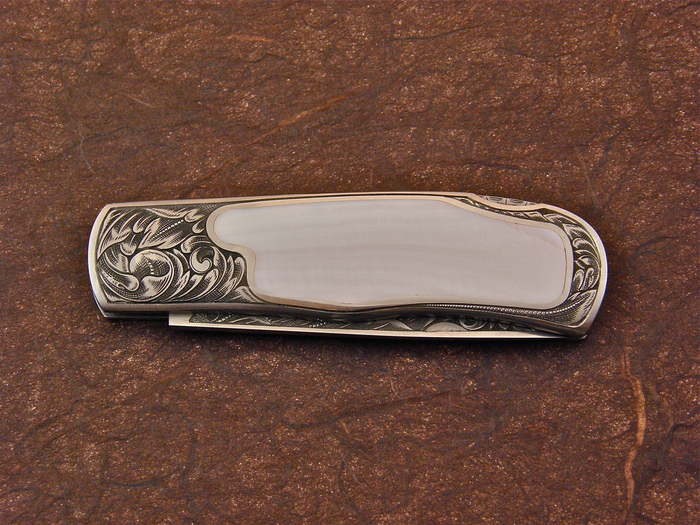 Custom Folding-Inter-Frame, Lock Back, ATS-34 Steel, Pink Pearl Knife made by Eldon Peterson