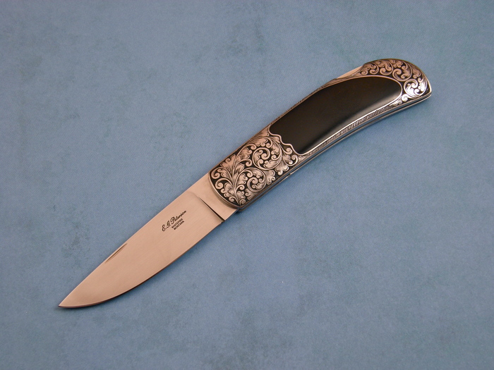 Custom Folding-Inter-Frame, Lock Back, ATS-34 Steel, Black Edward's Jade Knife made by Eldon Peterson