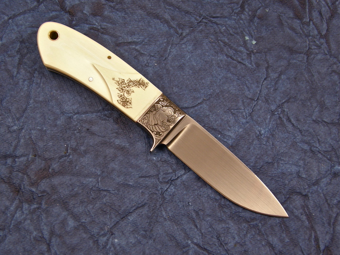 Custom Fixed Blade, N/A, Elmax-Super Clean, Antique Ivory Knife made by Michael Jankowsky