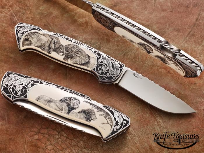Custom Fixed Blade, N/A, ATS-34 Stainless Steel, Fossilized Mammoth Knife made by Joe Kious
