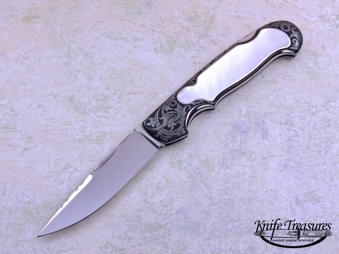 Custom Folding-Inter-Frame, Lock Back, ATS-34 Stainless Steel, Mother Of Pearl Knife made by Joe Kious
