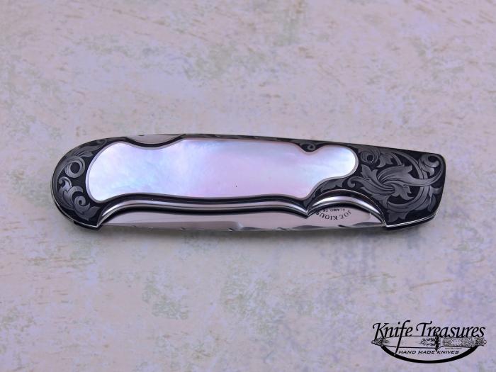 Custom Folding-Inter-Frame, Lock Back, ATS-34 Stainless Steel, Mother Of Pearl Knife made by Joe Kious
