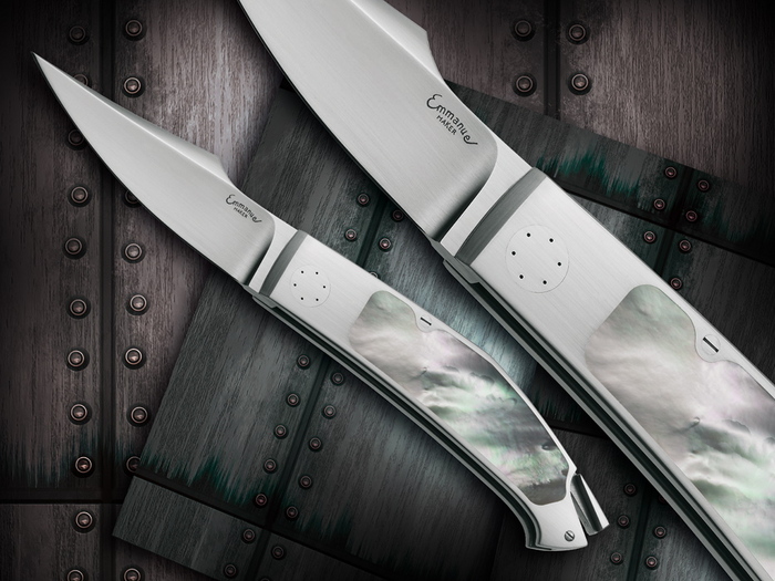 Custom Folding-Inter-Frame, Tail Lock, ATS-34 Steel, Mother Of Pearl Knife made by Emmanuel Esposito