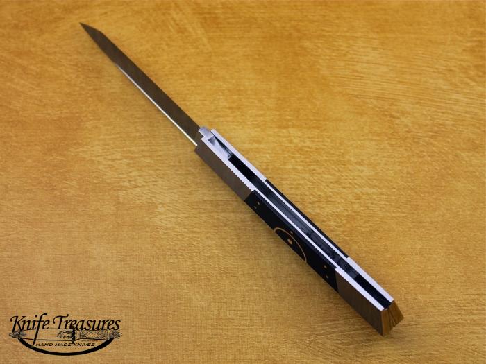 Custom Folding-Bolster, Lock Back, Damascus Steel by Maker, Pen Shell W/Gold Inlays Knife made by Ken Steigerwalt
