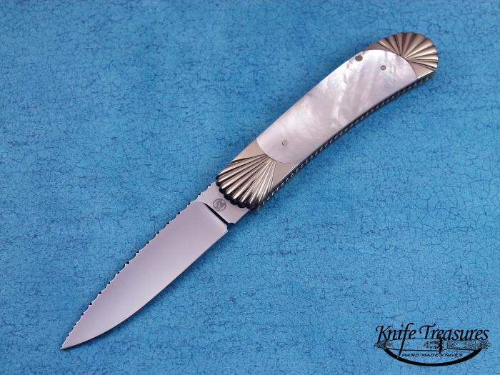 Custom Folding-Bolster, Scale release, and Lock, ATS-34 Stainless Steel, Mother Of Pearl Knife made by Ken Steigerwalt