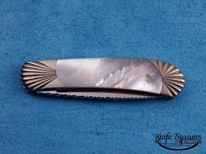 Custom Folding-Bolster, Scale release, and Lock, ATS-34 Stainless Steel, Mother Of Pearl Knife made by Ken Steigerwalt