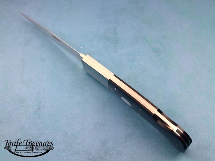 Custom Folding-Bolster, Lock Back, ATS-34 Stainless Steel, Black Buffalo Horn Knife made by Jess Horn