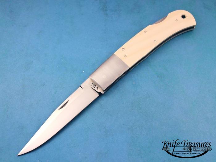 Custom Folding-Bolster, Lock Back, ATS-34 Stainless Steel, Fossilized Mammoth Knife made by Jess Horn