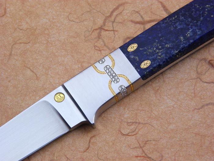 Custom Fixed Blade, N/A, ATS-34 Steel, Blue Lapis Knife made by Reinhard Tschager