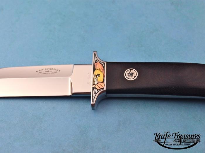 Custom Fixed Blade, N/A, 154 CM, Green Linen Micarta Knife made by Bob  Loveless